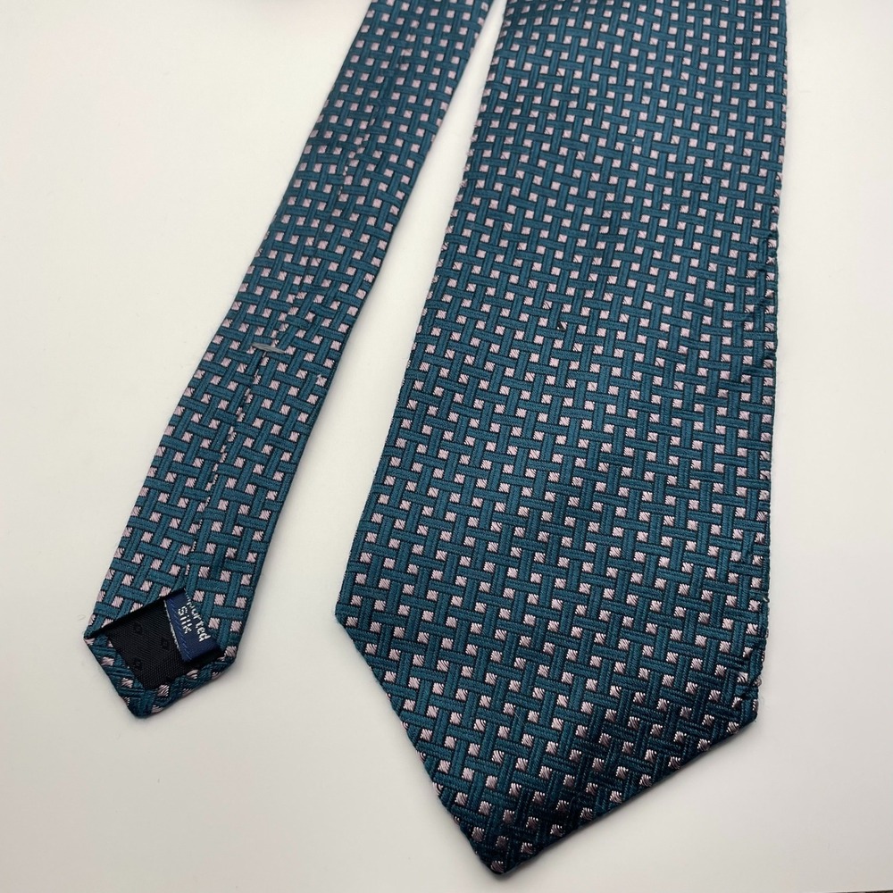 Bugatti Silk Men's Tie Teal Pink Geometric Pattern